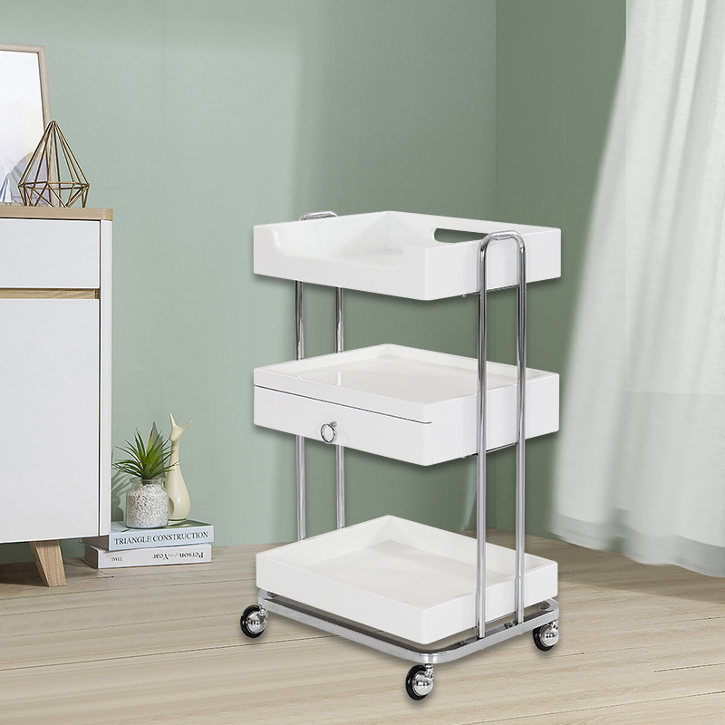 舒境簡約風不銹鋼美容院理發店三層移動推車